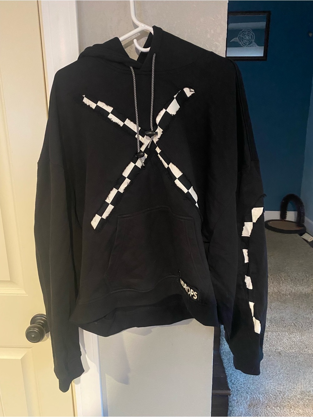 Men's Black Hoodie with White X Detail - XNDROPS brand